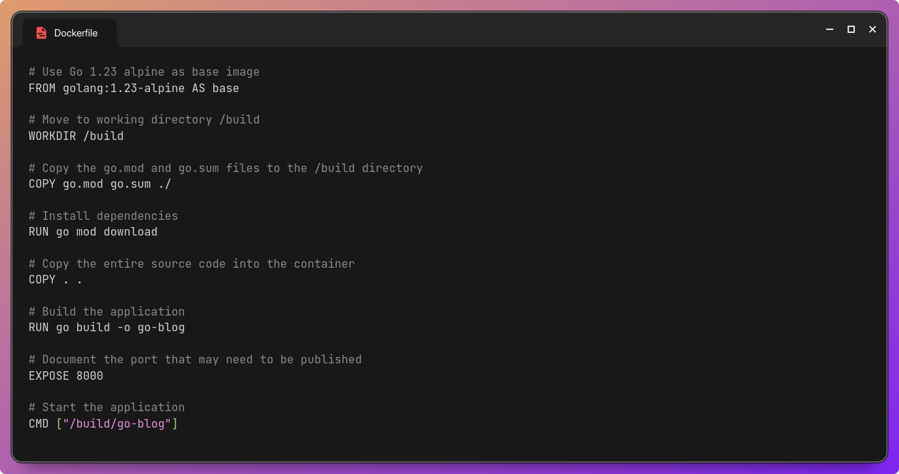 Dockerfile for a Go Application