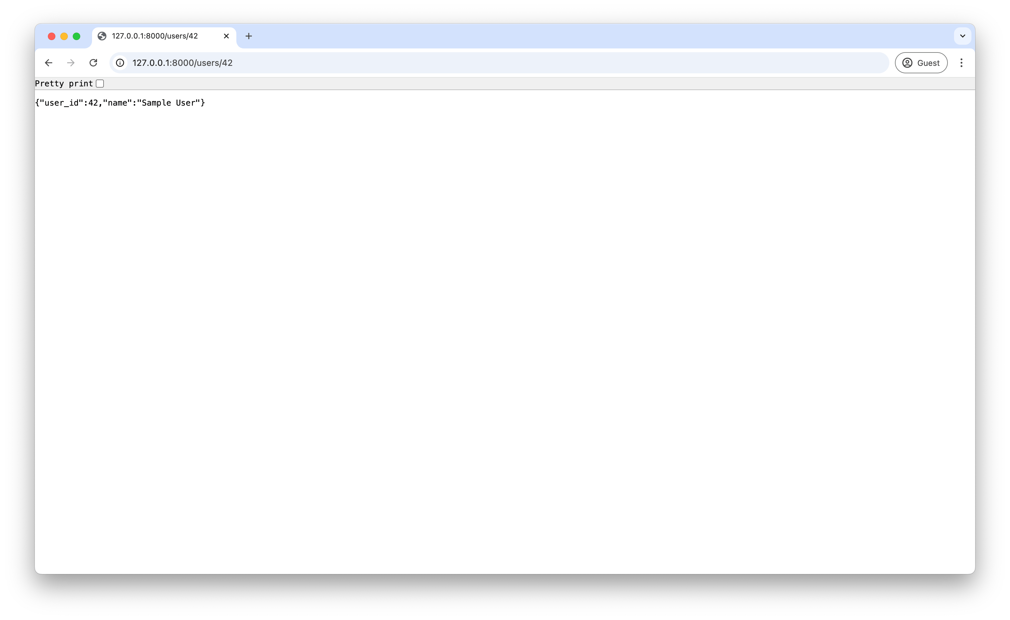Screenshot of user endpoint with ID 42