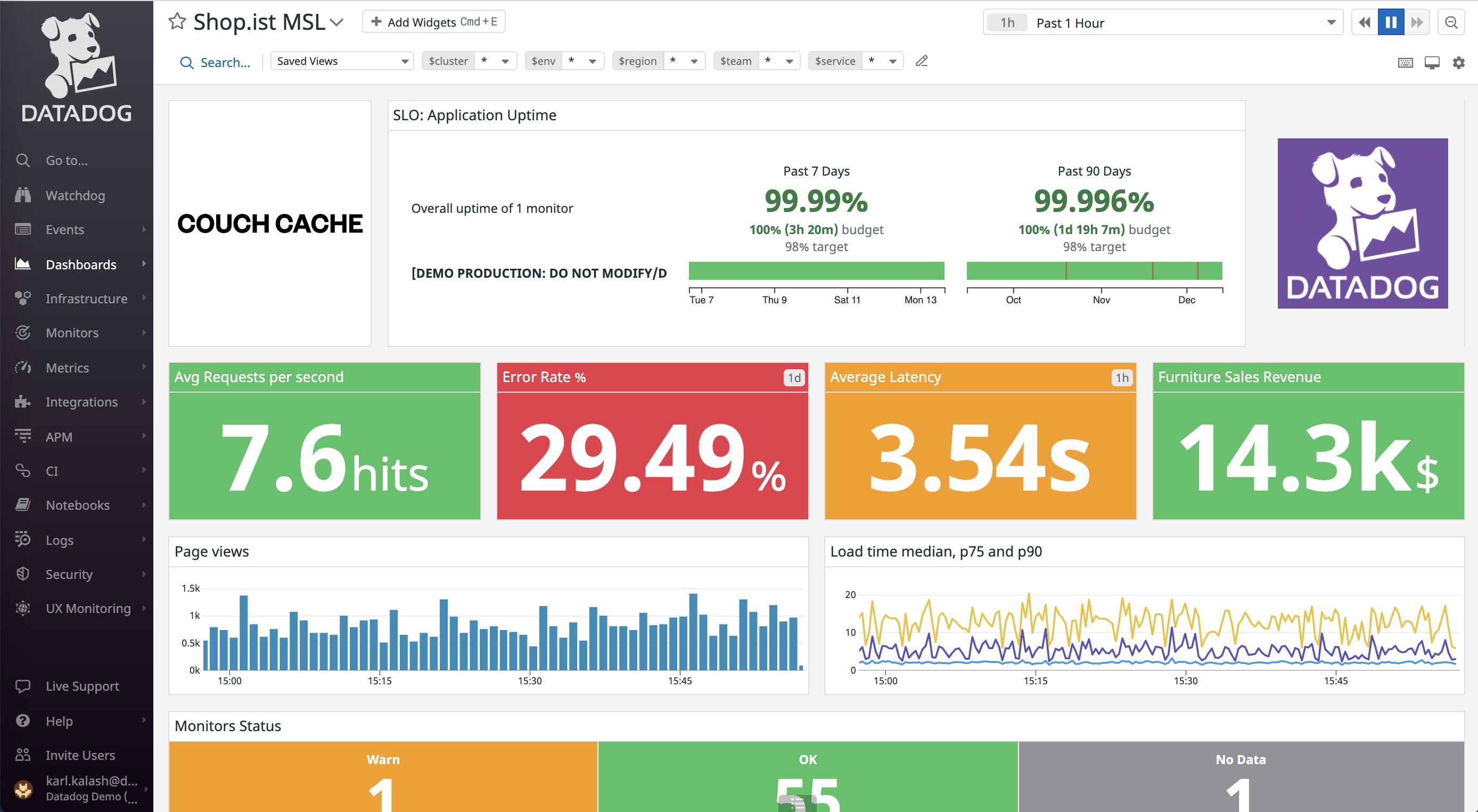 Screenshot of Datadog interface