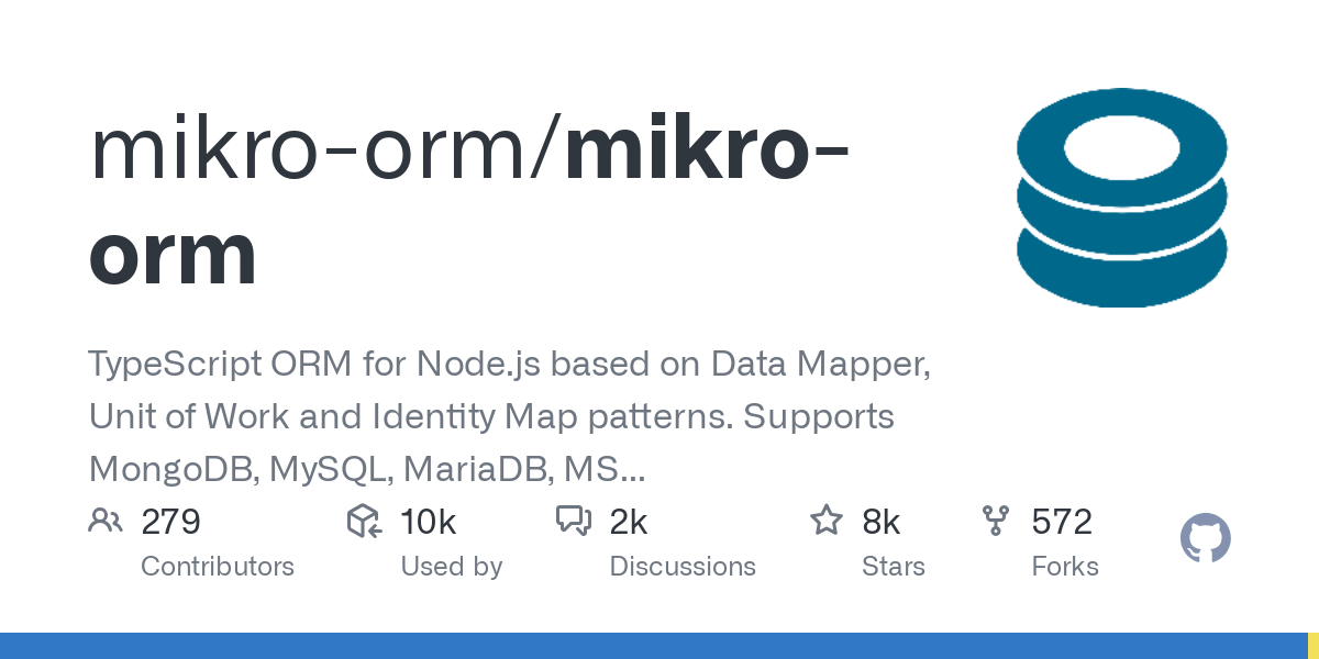 Screenshot of MikroORM GitHub page