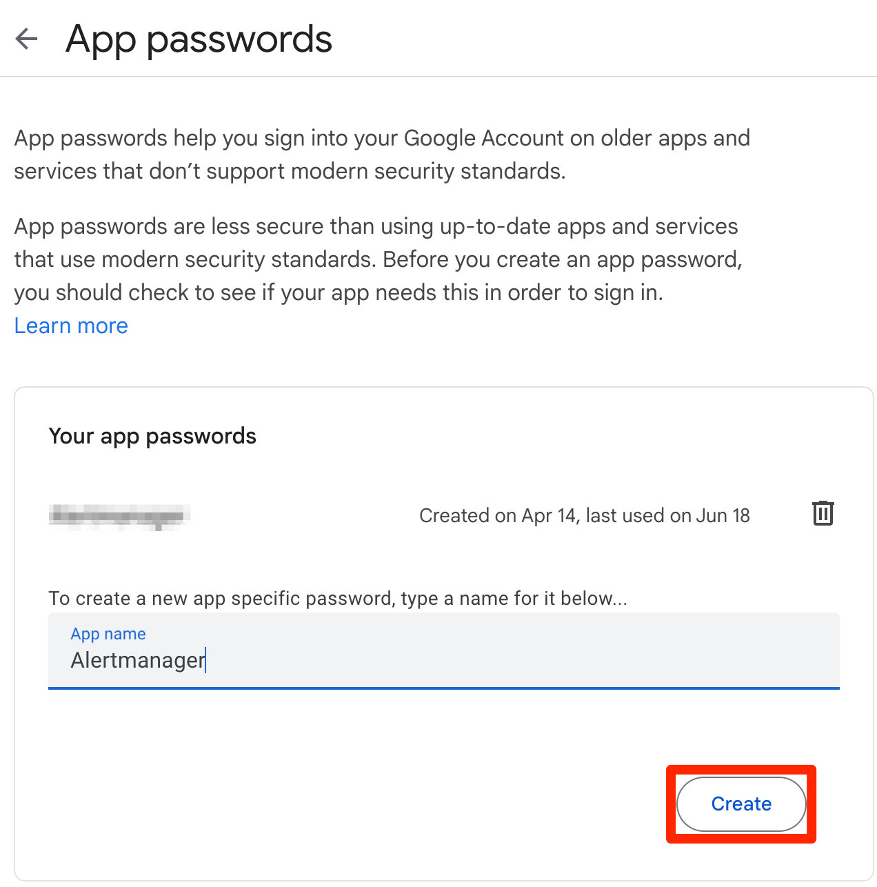 Screenshot showing the name of the app filled