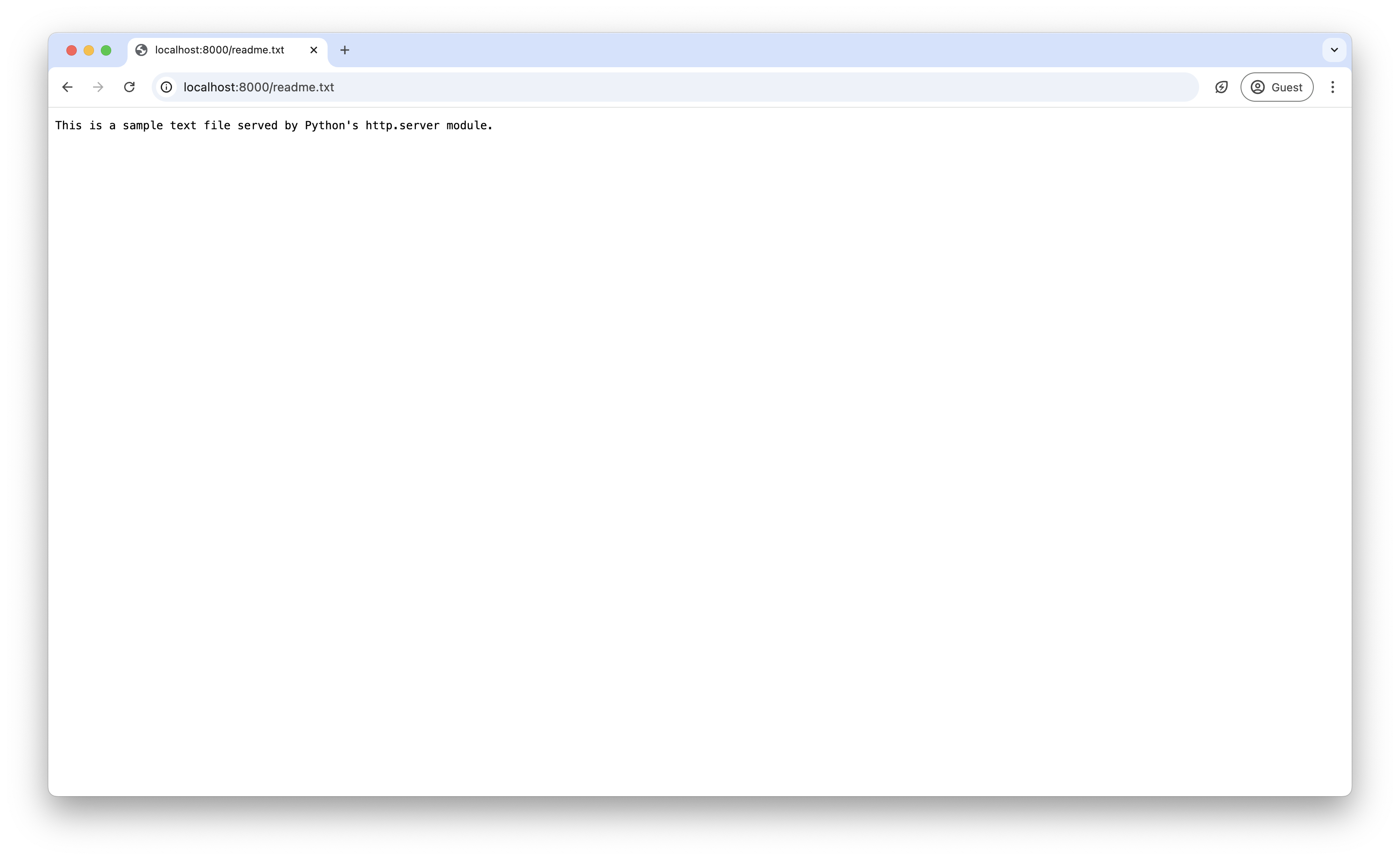 Browser displaying the content of `readme.txt`