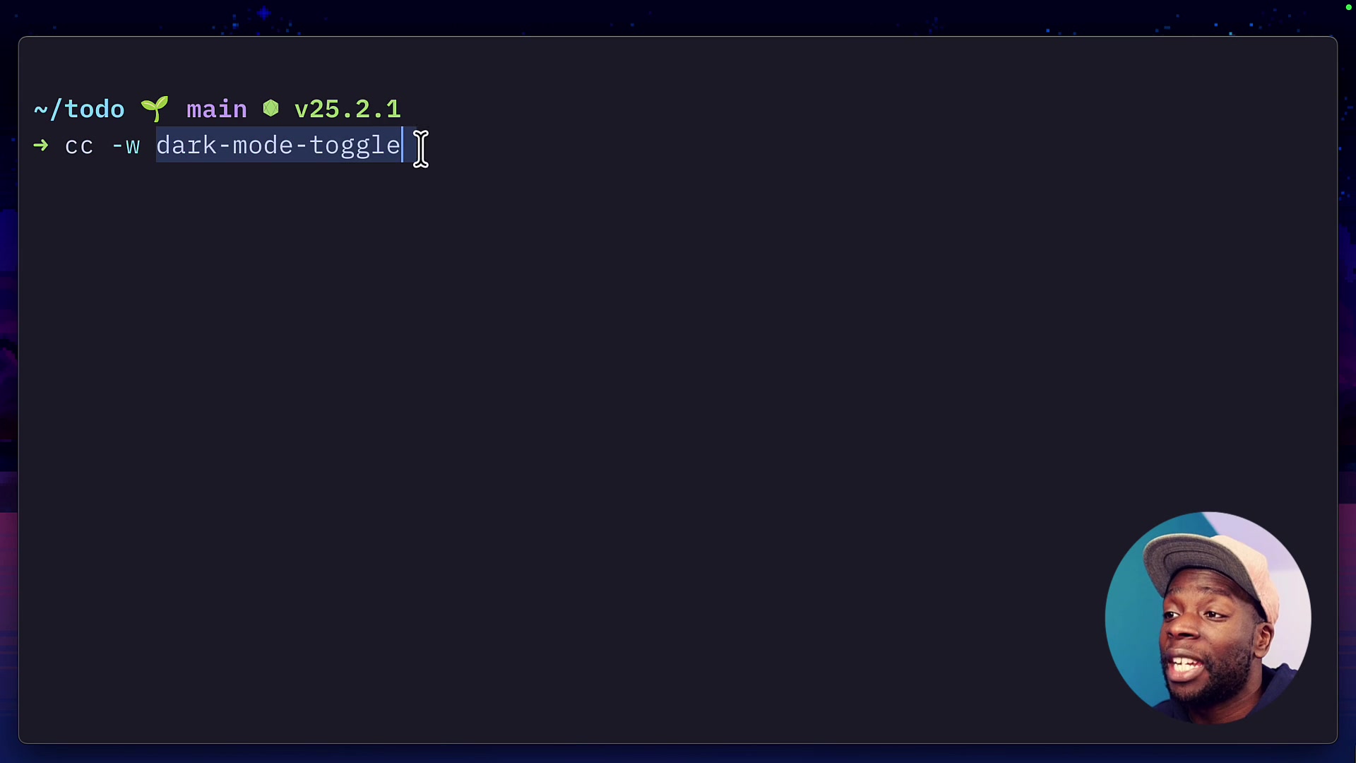 A terminal command demonstrating how to launch a named worktree session.