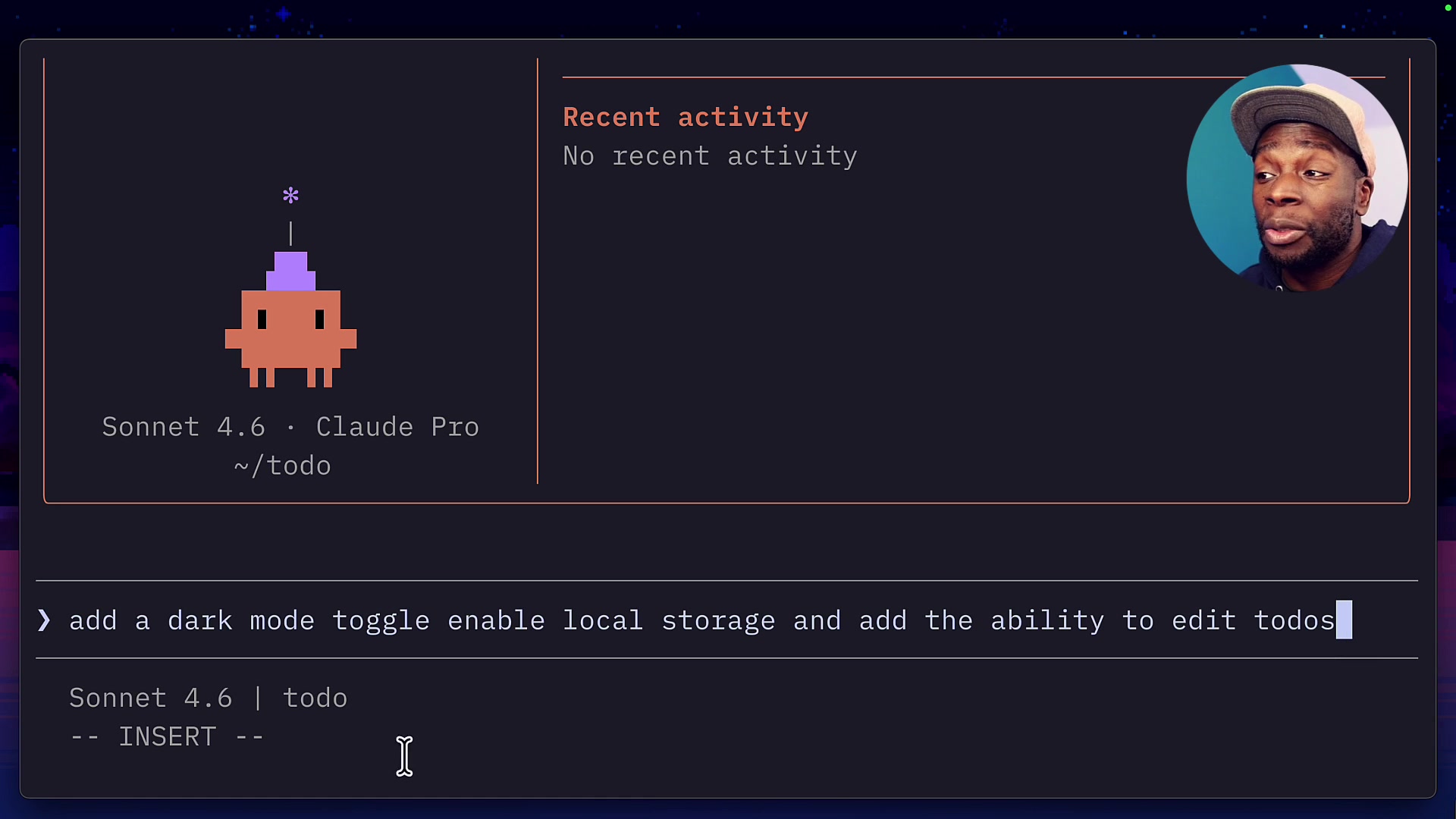 A prompt showing three separate features being requested at once.