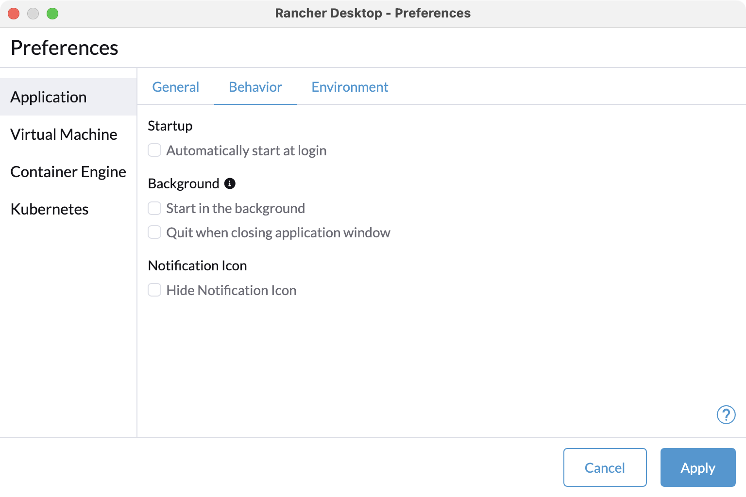 Rancher Desktop Dashboard