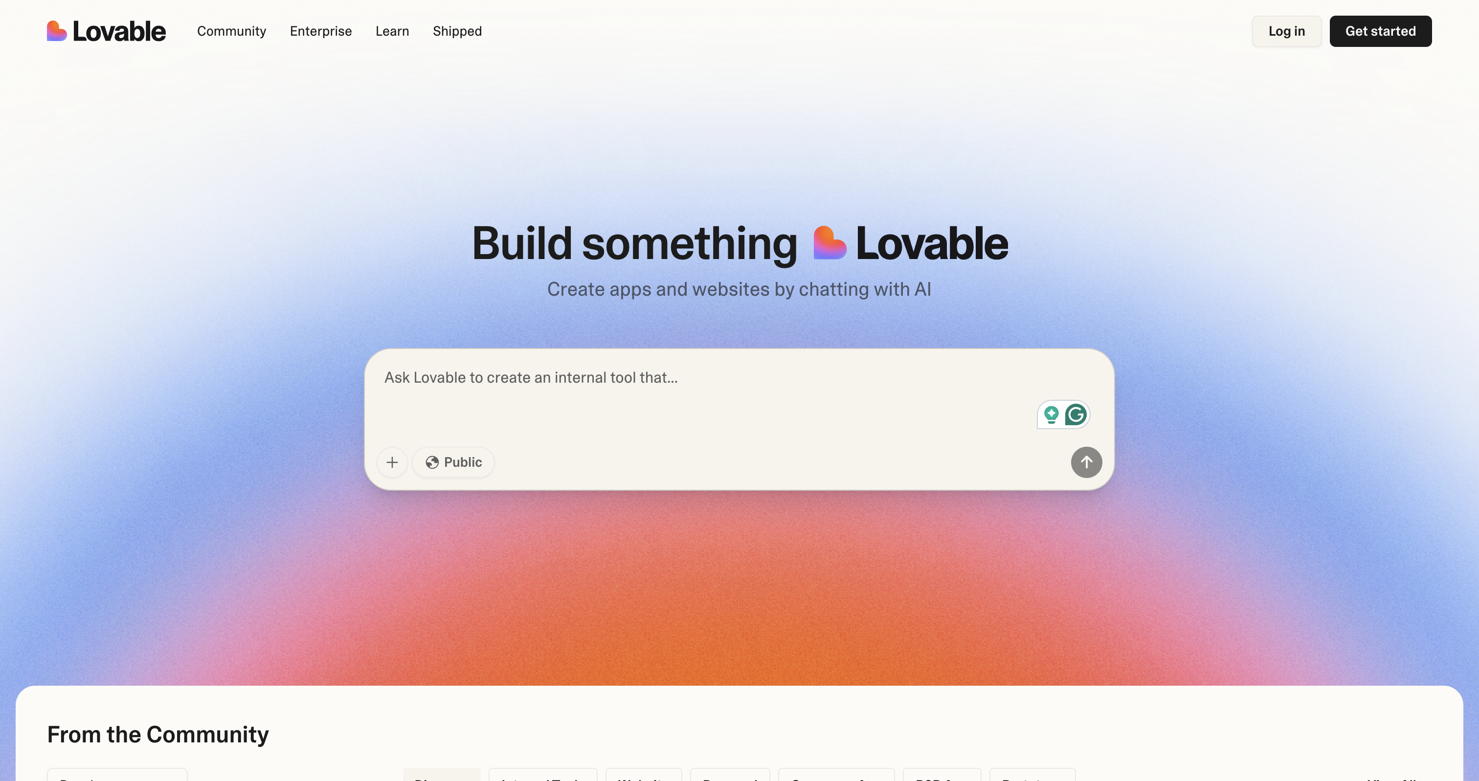 Lovable platform showing full-stack application development workflow
