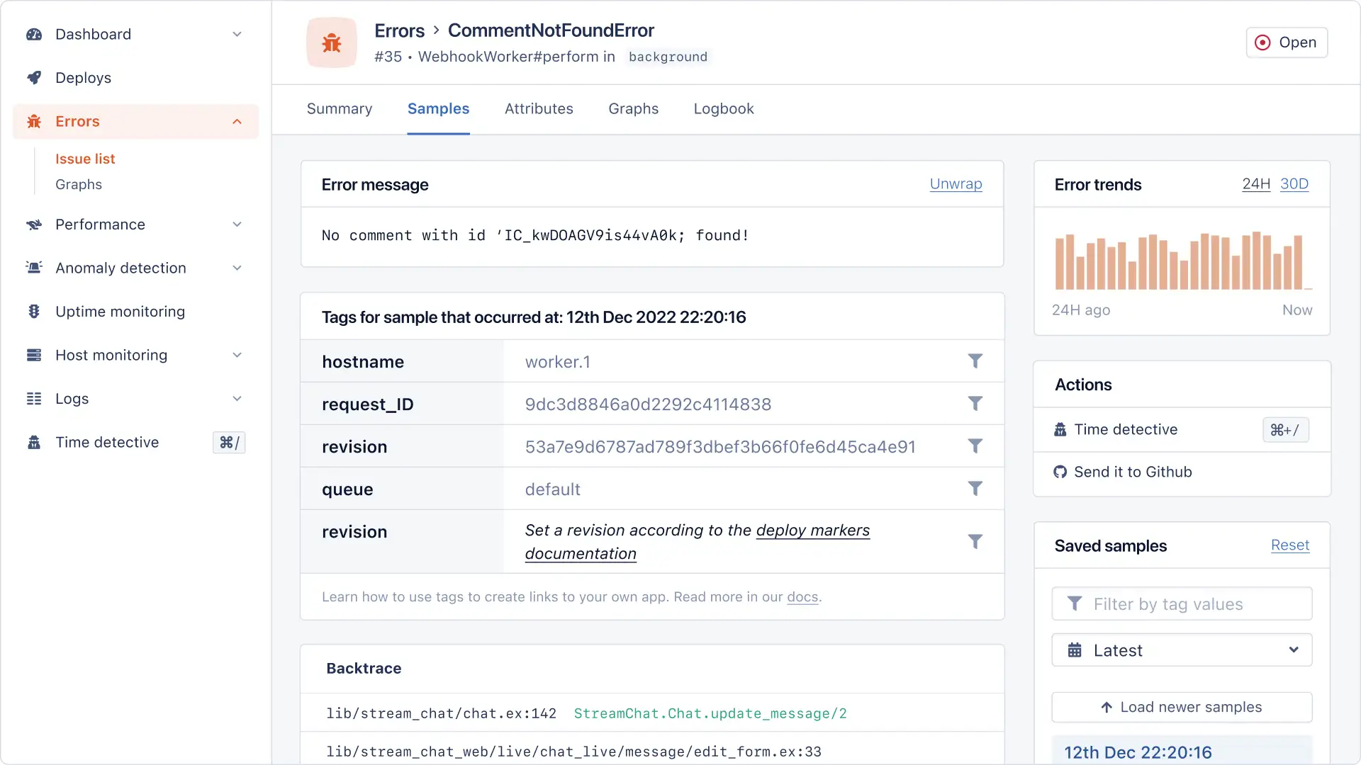 Screenshot of AppSignal dashboard