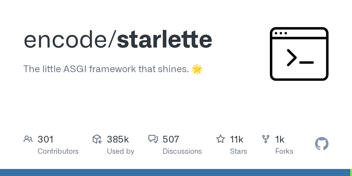 Screenshot of Starlette Github