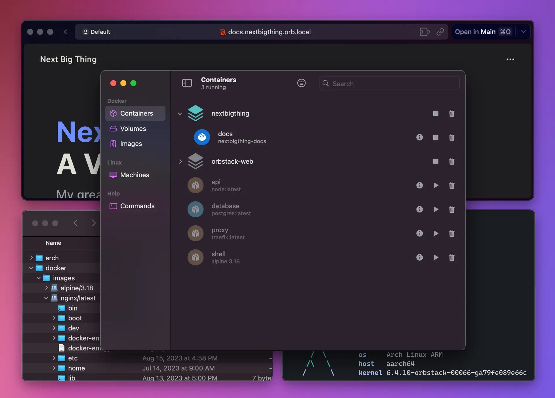 OrbStack Dashboard