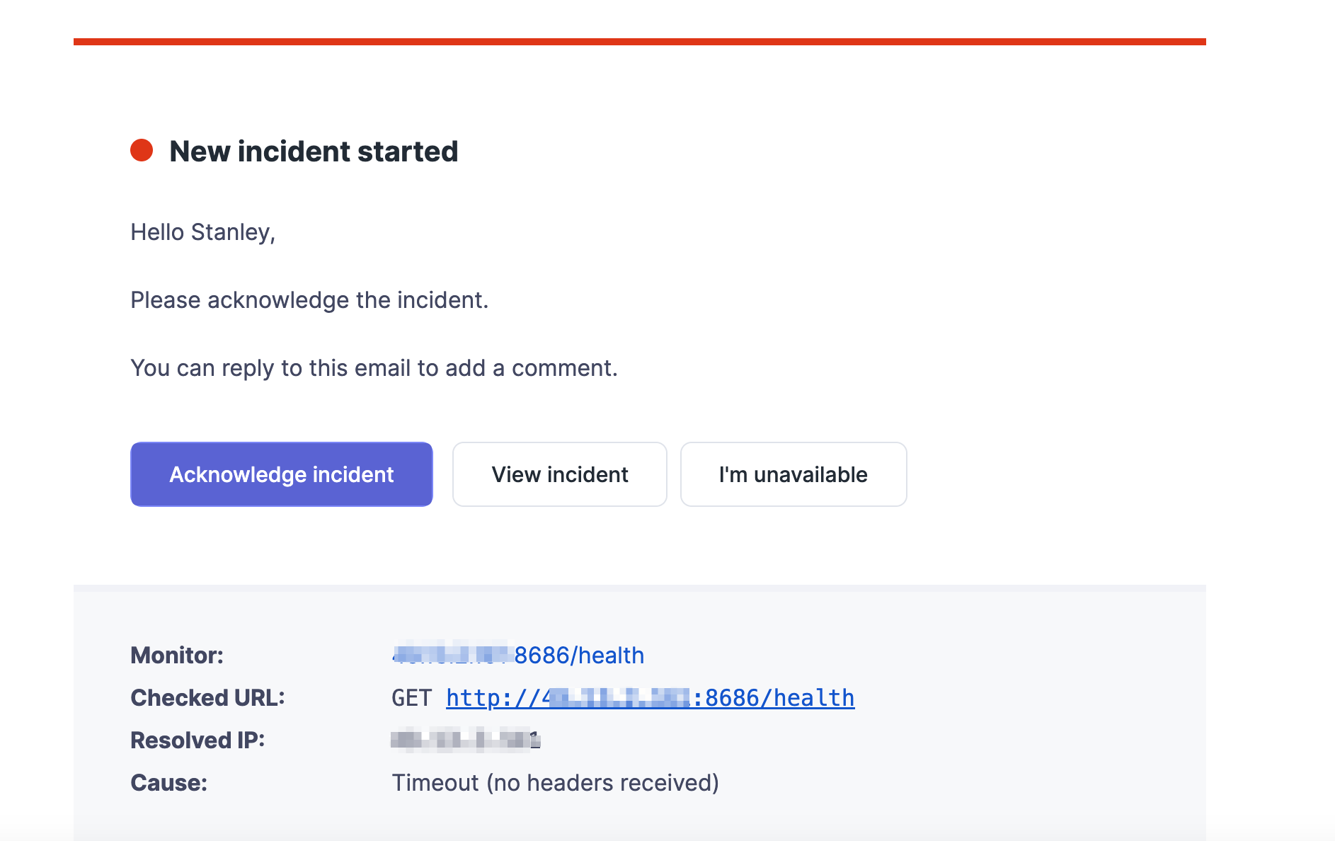 Screenshot of the Better Stack email alert