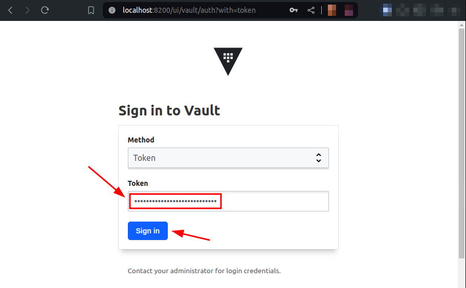 Vault filled login form