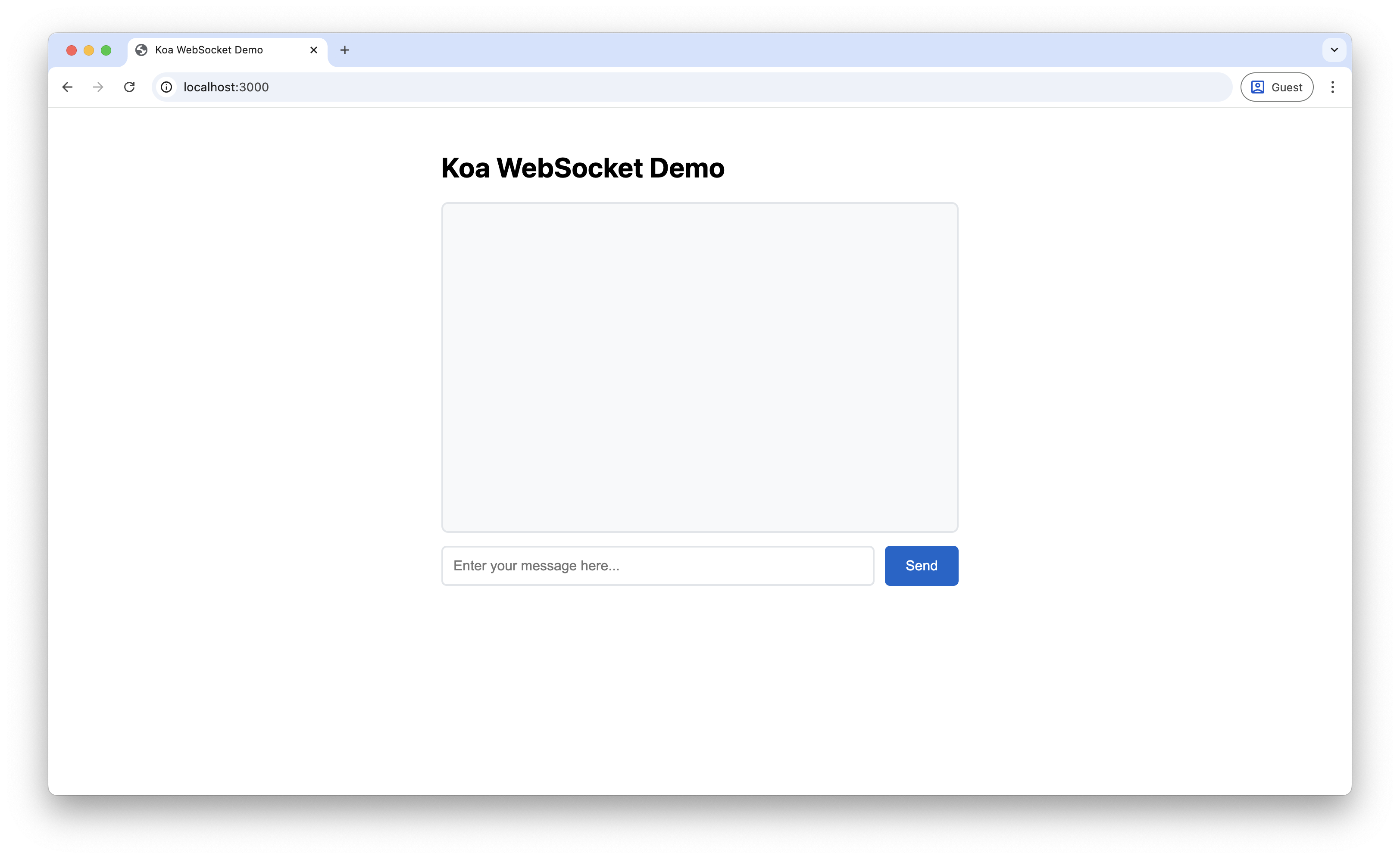 Screenshot of the Koa WebSocket demo interface