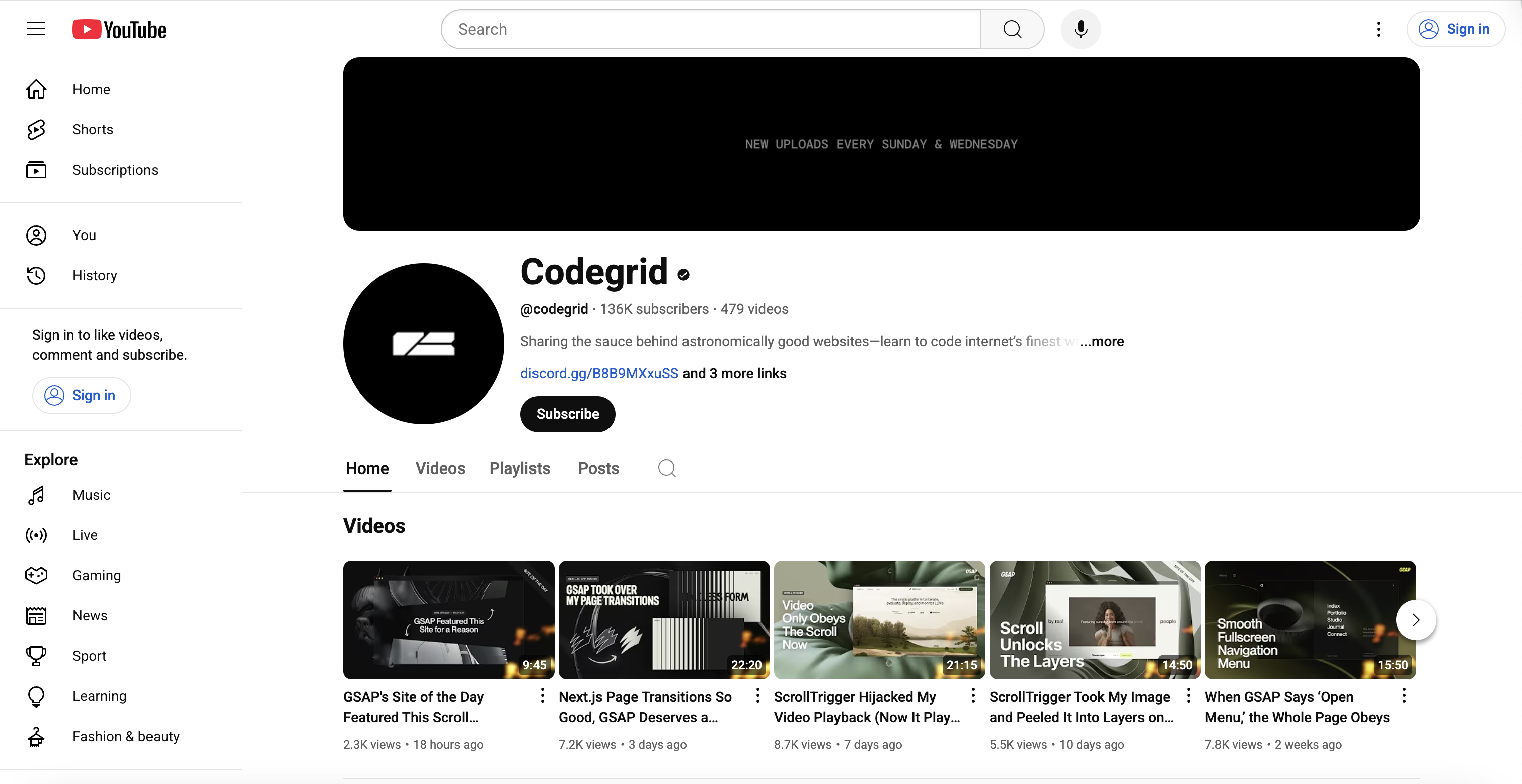 CodeGrid Youtube channel