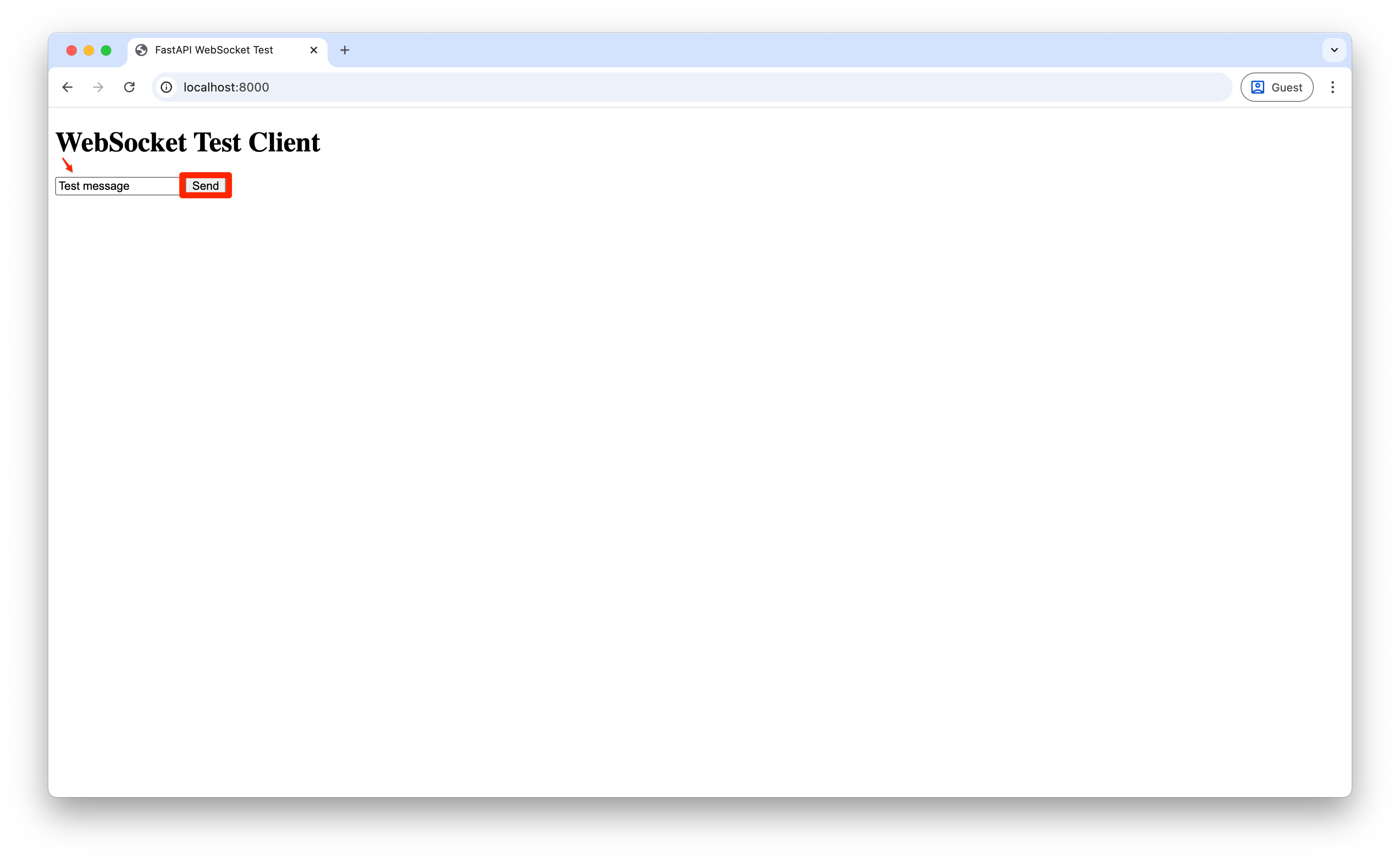 Screenshot of the message field