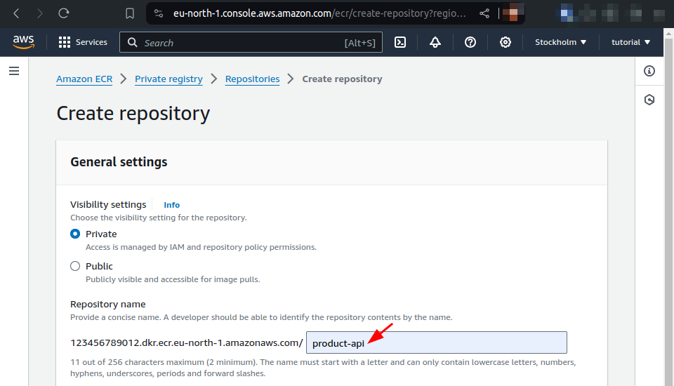 specify repository name