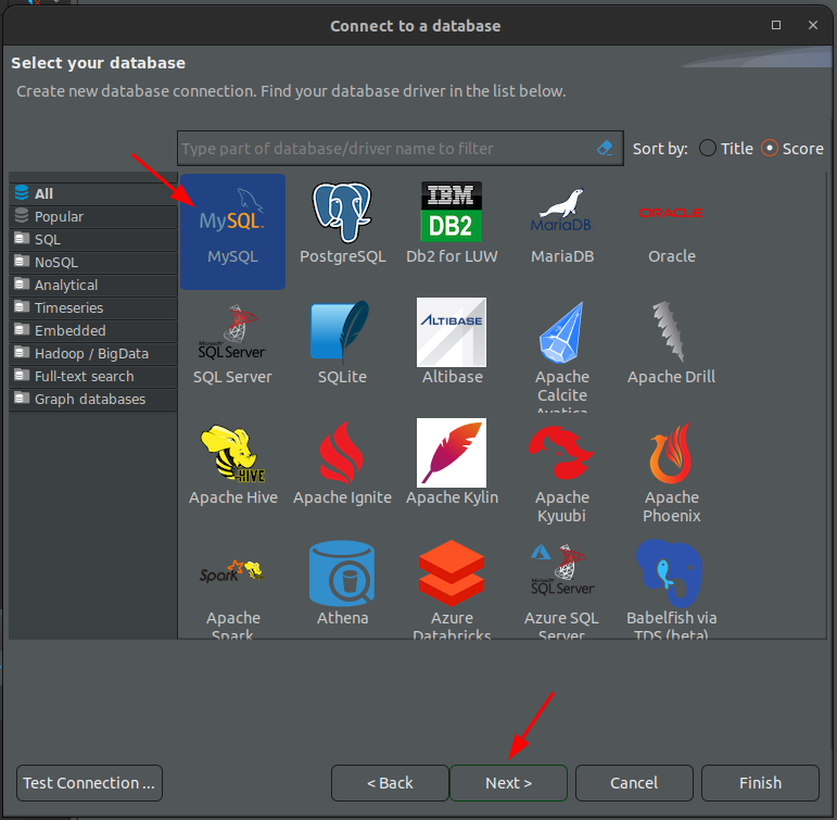 select database driver