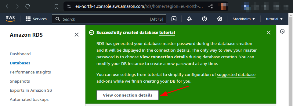 view connection details
