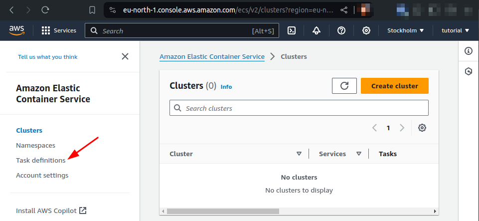 select task definitions