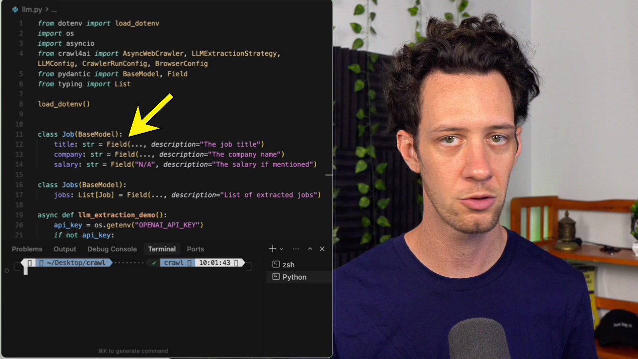 The Pydantic schemas for Job and Jobs are shown, illustrating the clear and descriptive structure.