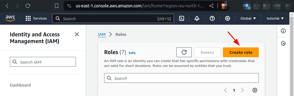 click create role