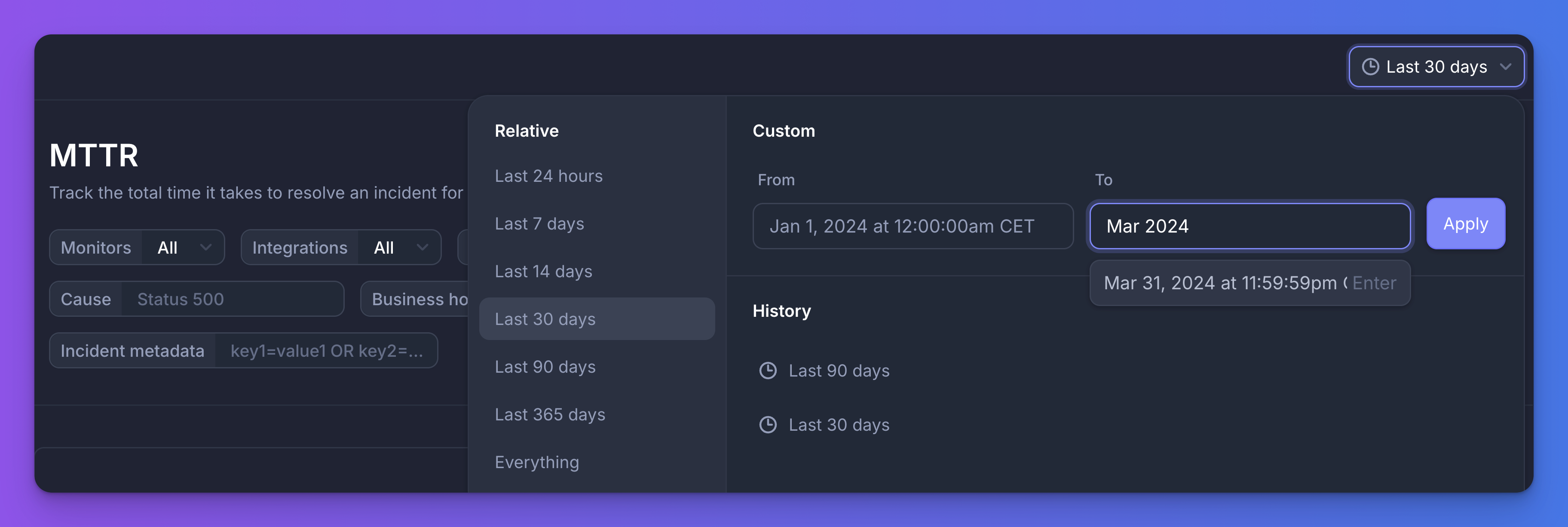 Date ranges in reporting