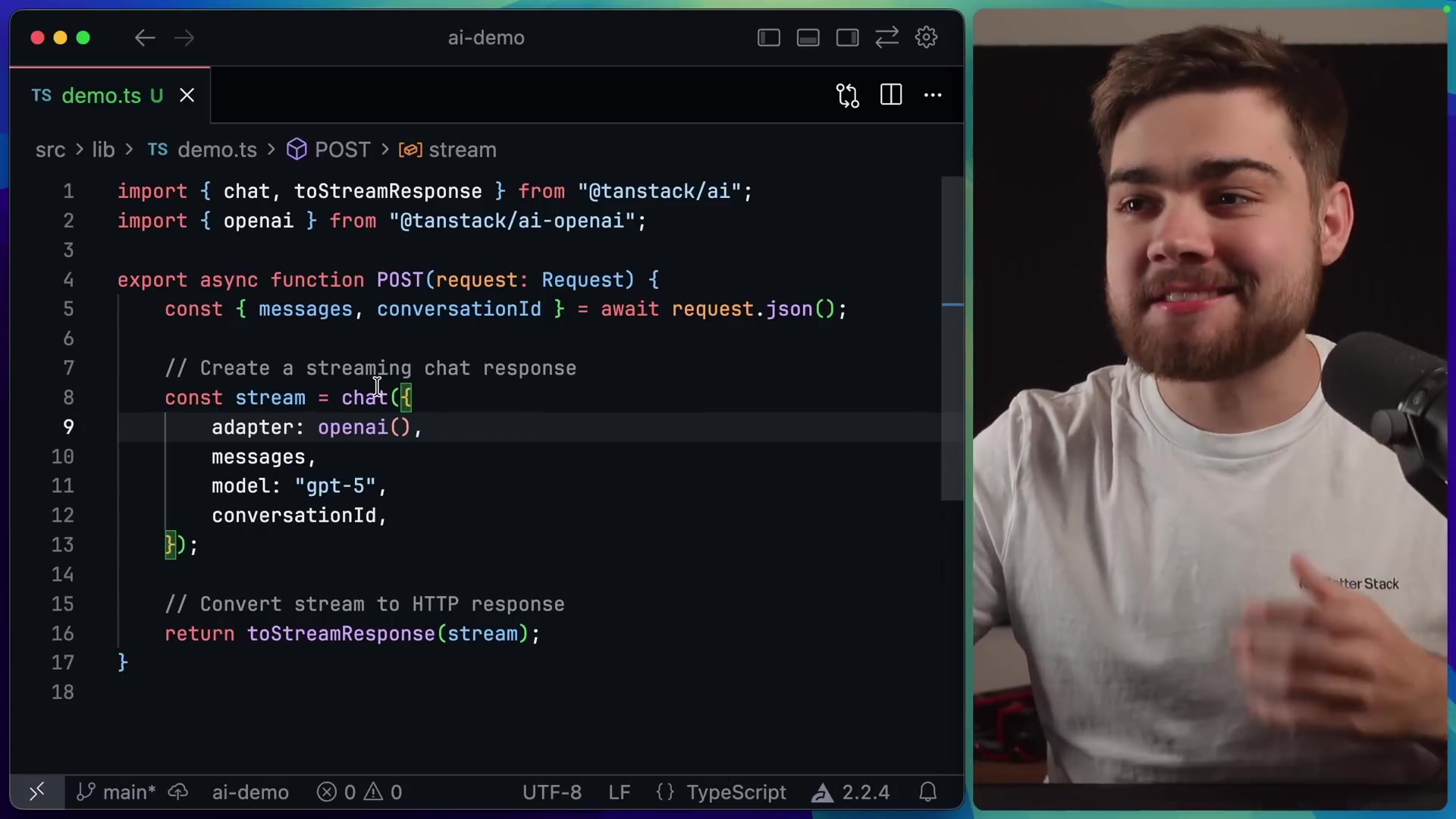 A basic server-side setup for streaming chat