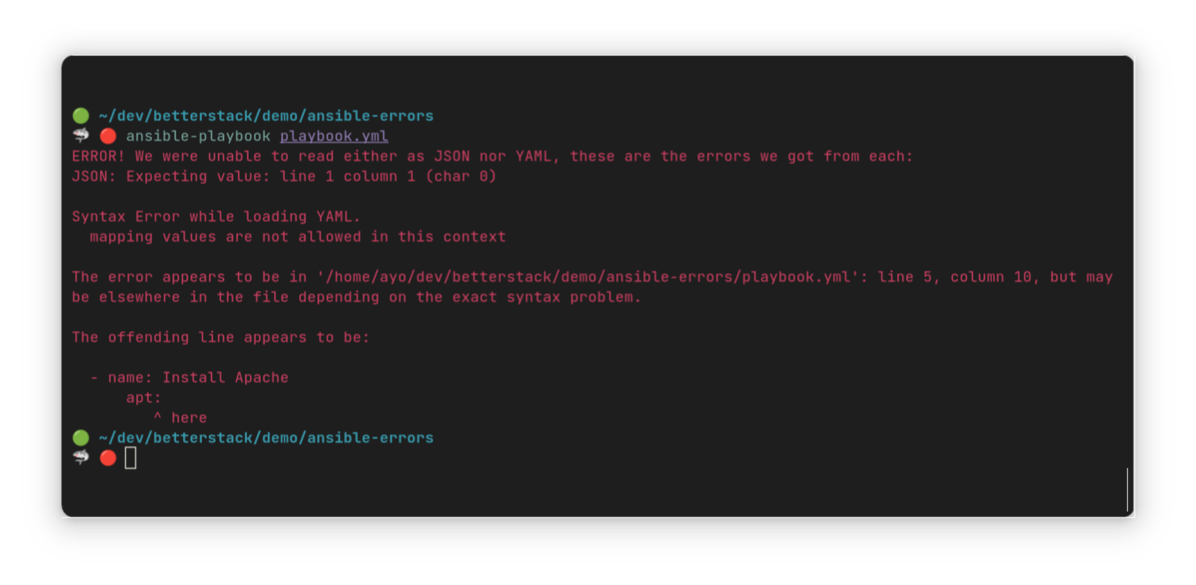 Ansible syntax error
