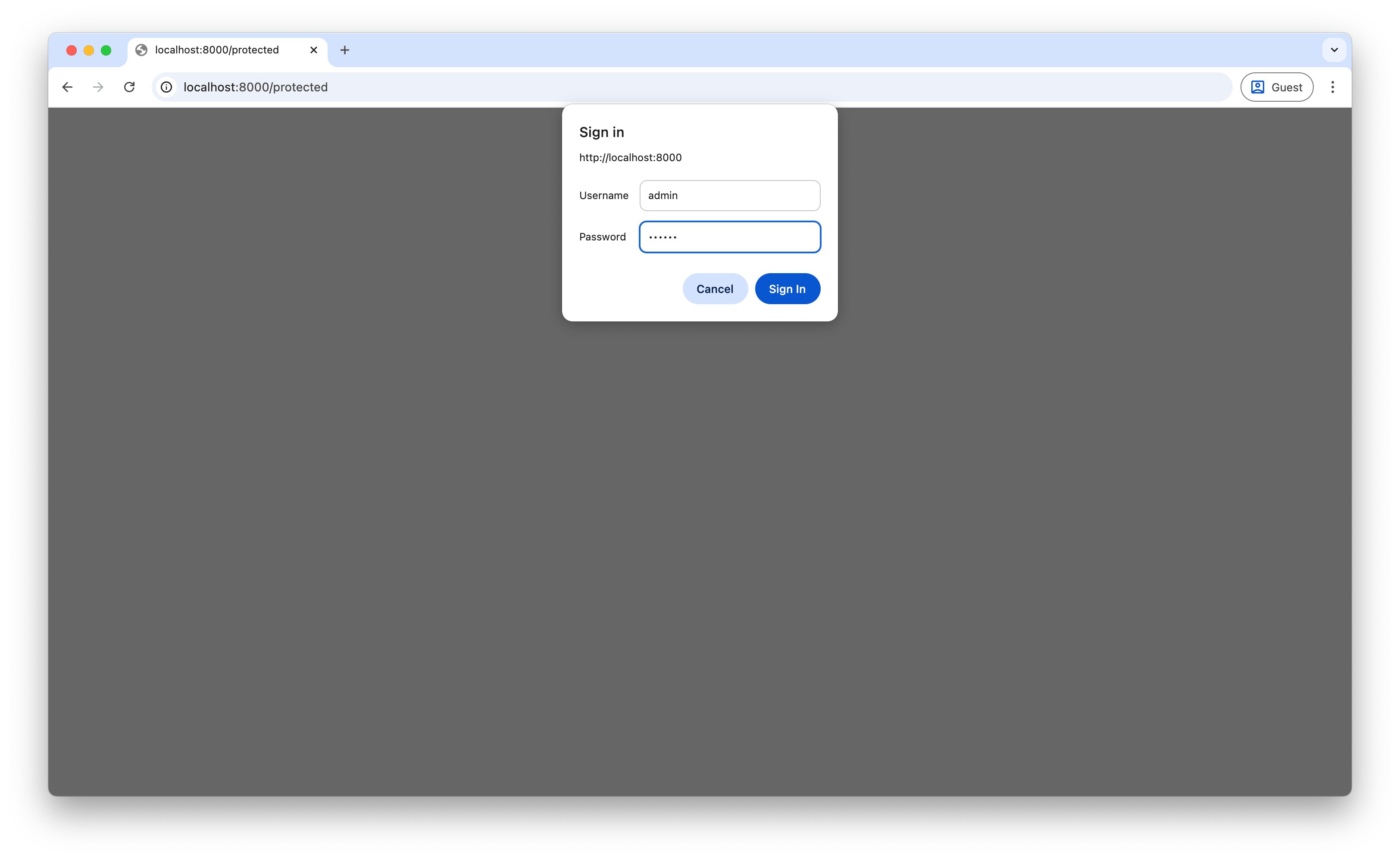 Screenshot here of the login prompt and response