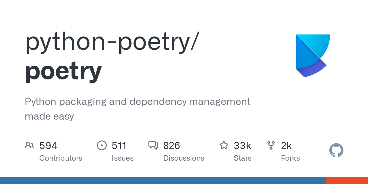 Screenshot of Poetry github page