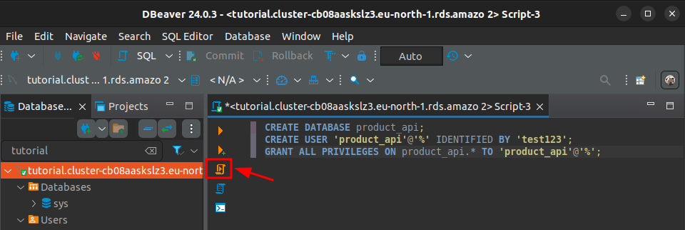 execute sql script