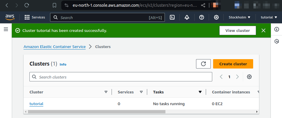cluster created