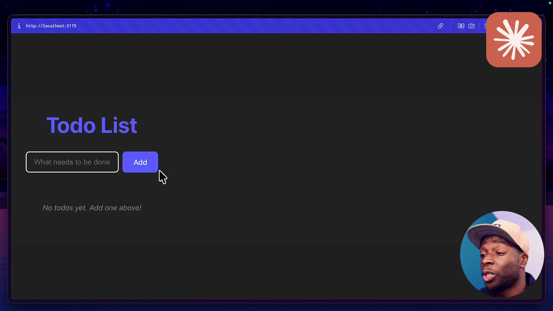 The finished, functional to-do list application created by Claude Sonnet 4.5, showcasing its clean dark theme and purple accents.