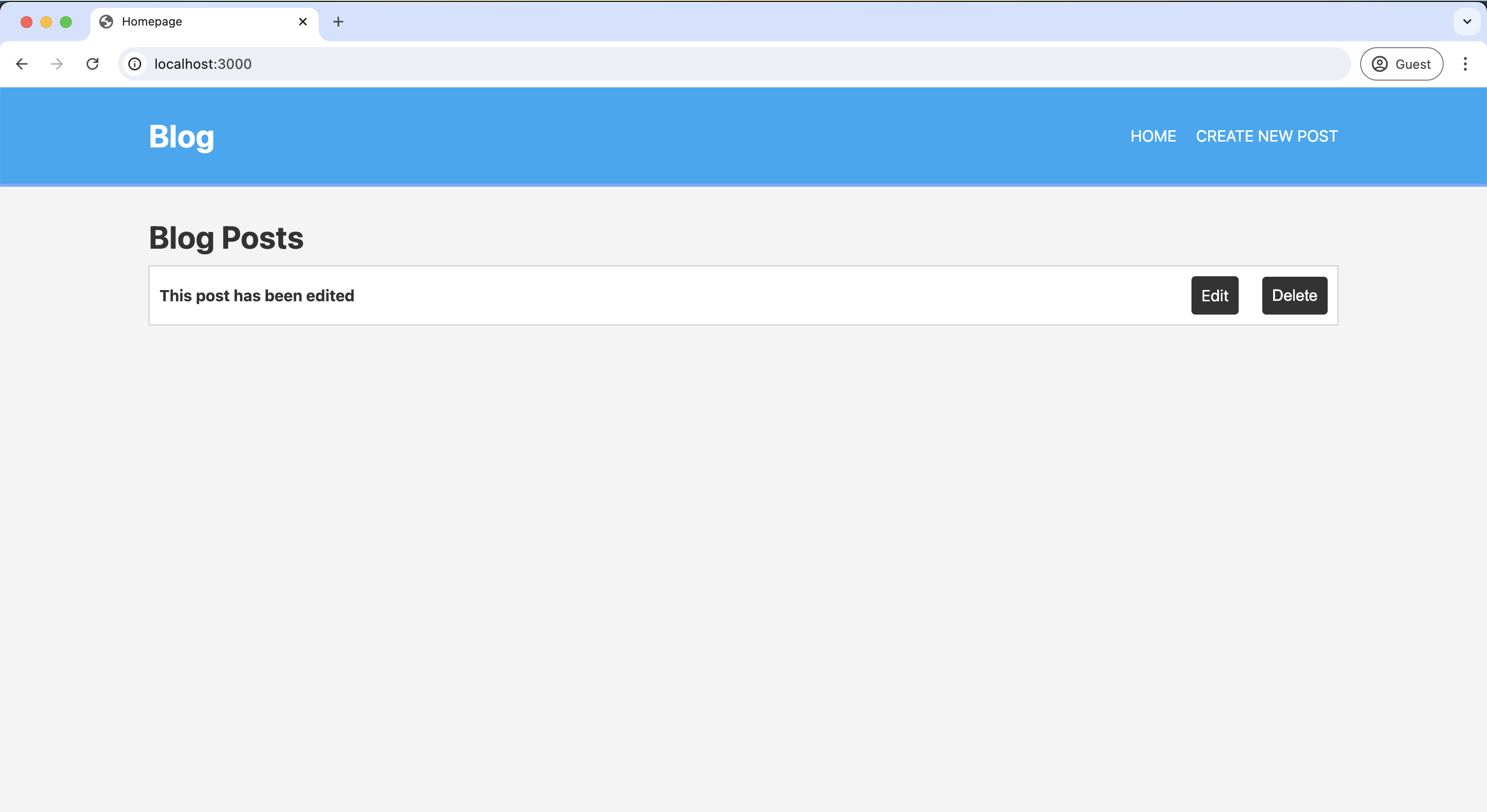Screenshot showing the updated title on the homepage