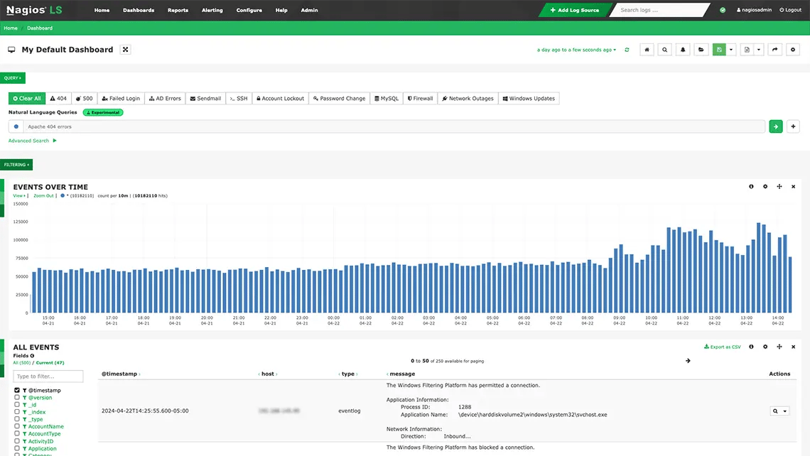 Screenshot of Nagios
 UI