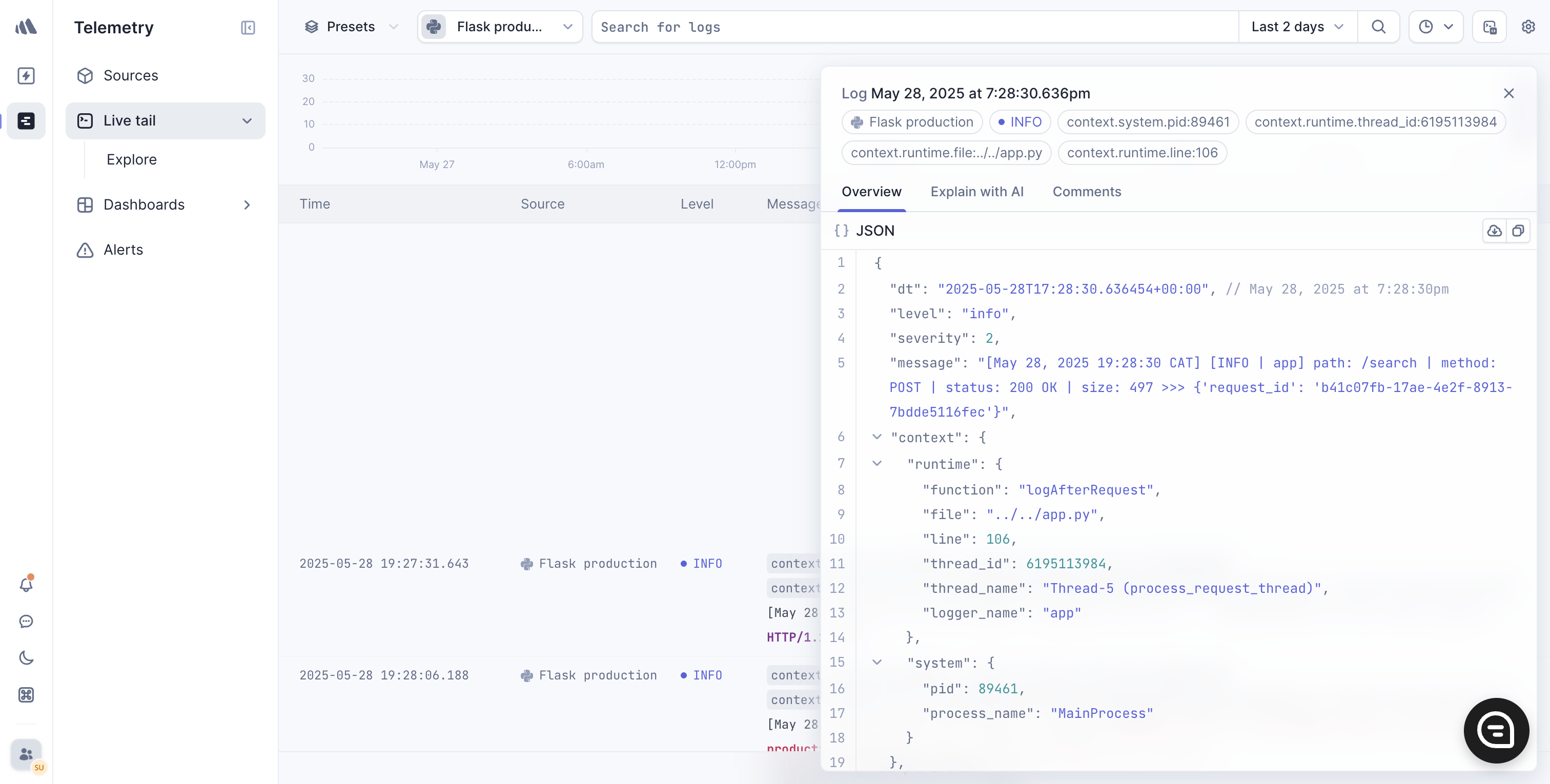 Better Stack Telemetry logs