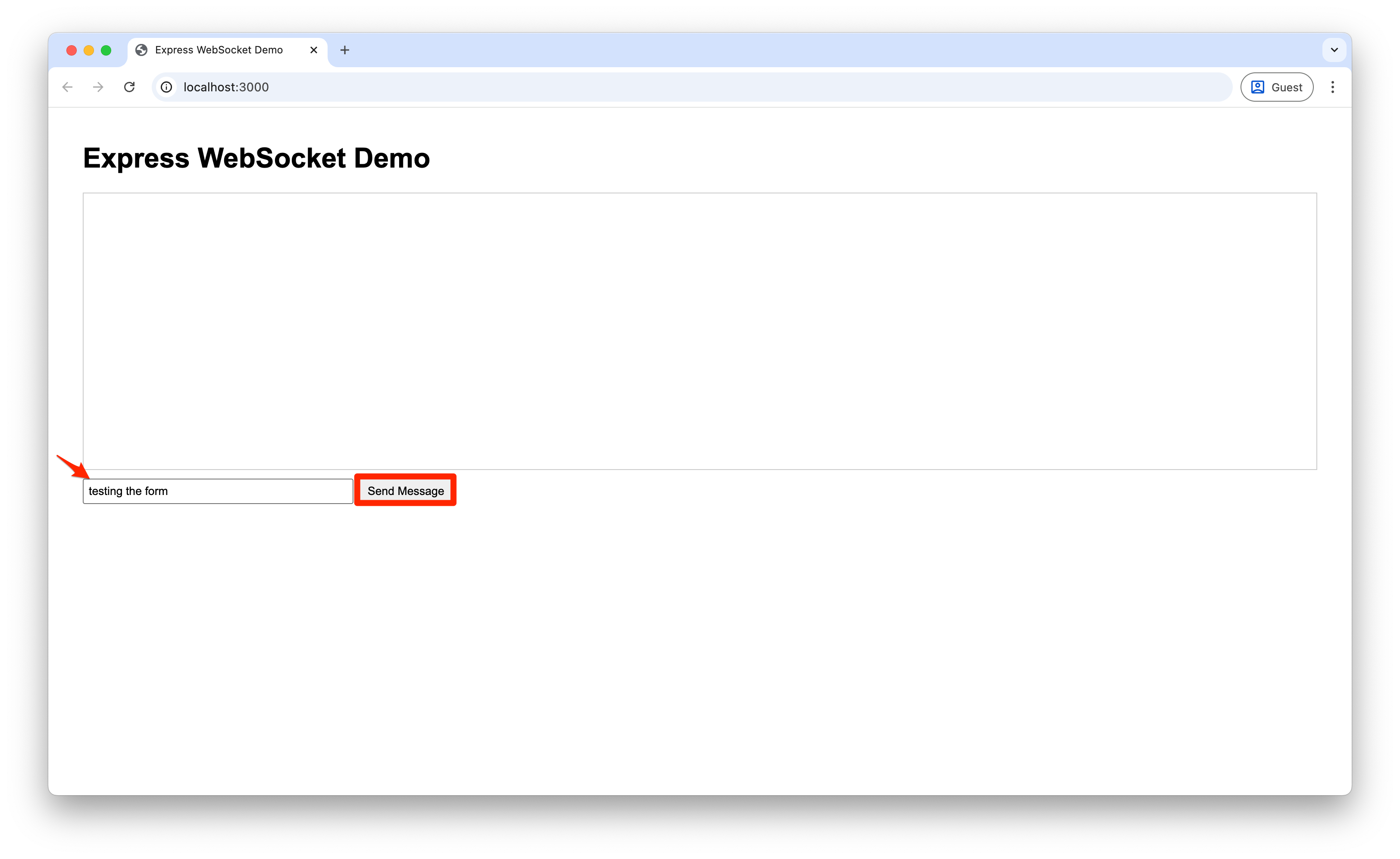 Screenshot of message input