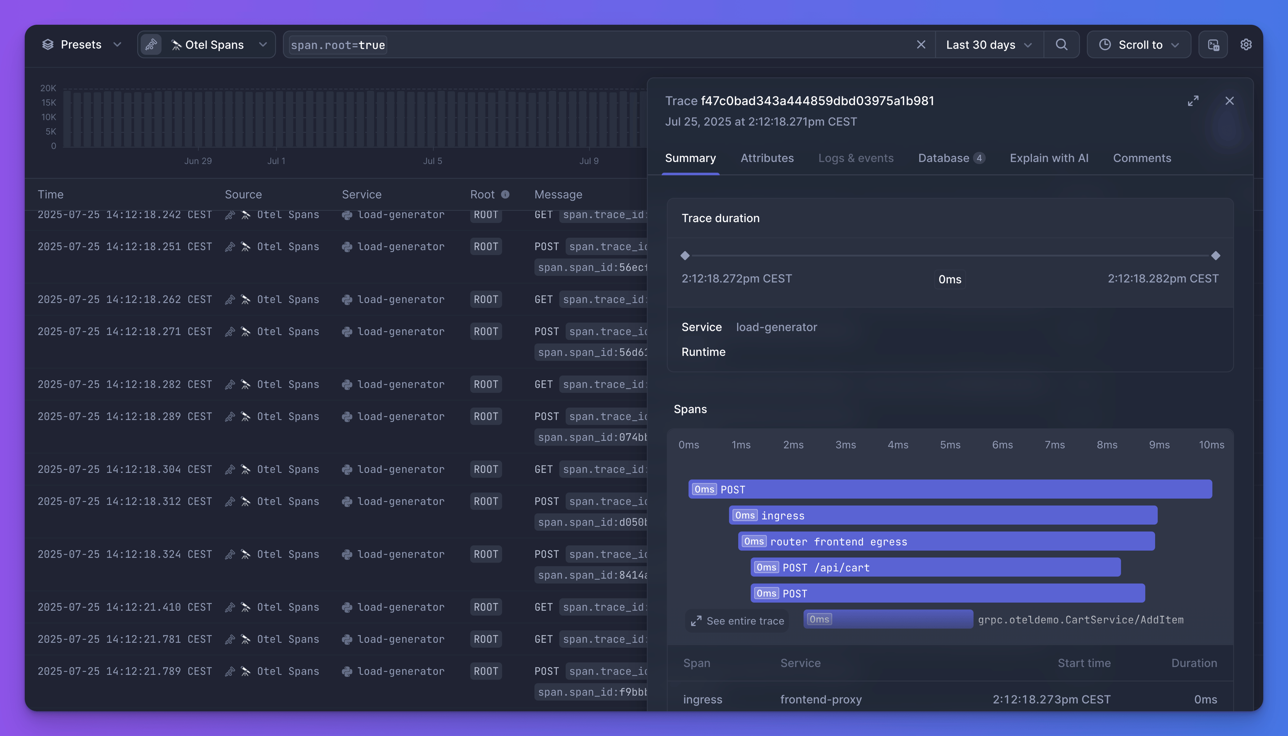 Better Stack Tracing bubble up