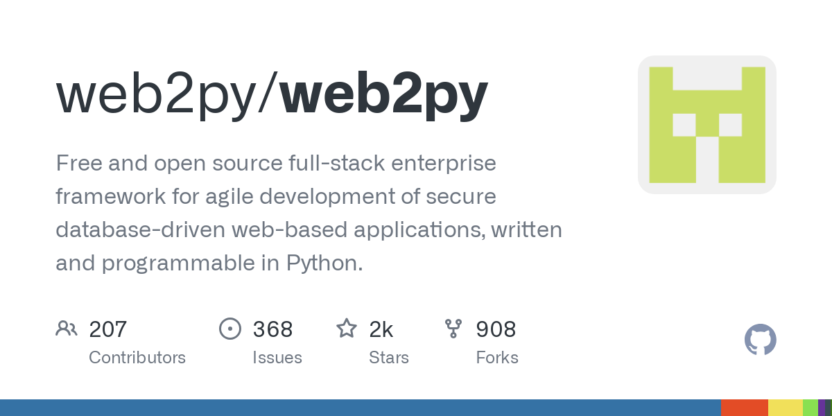 Screenshot of Web2py Github page