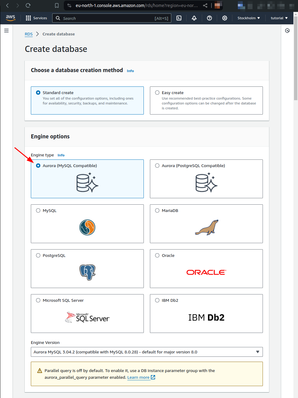 select database engine