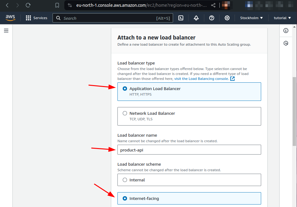 attach to a new load balancer section