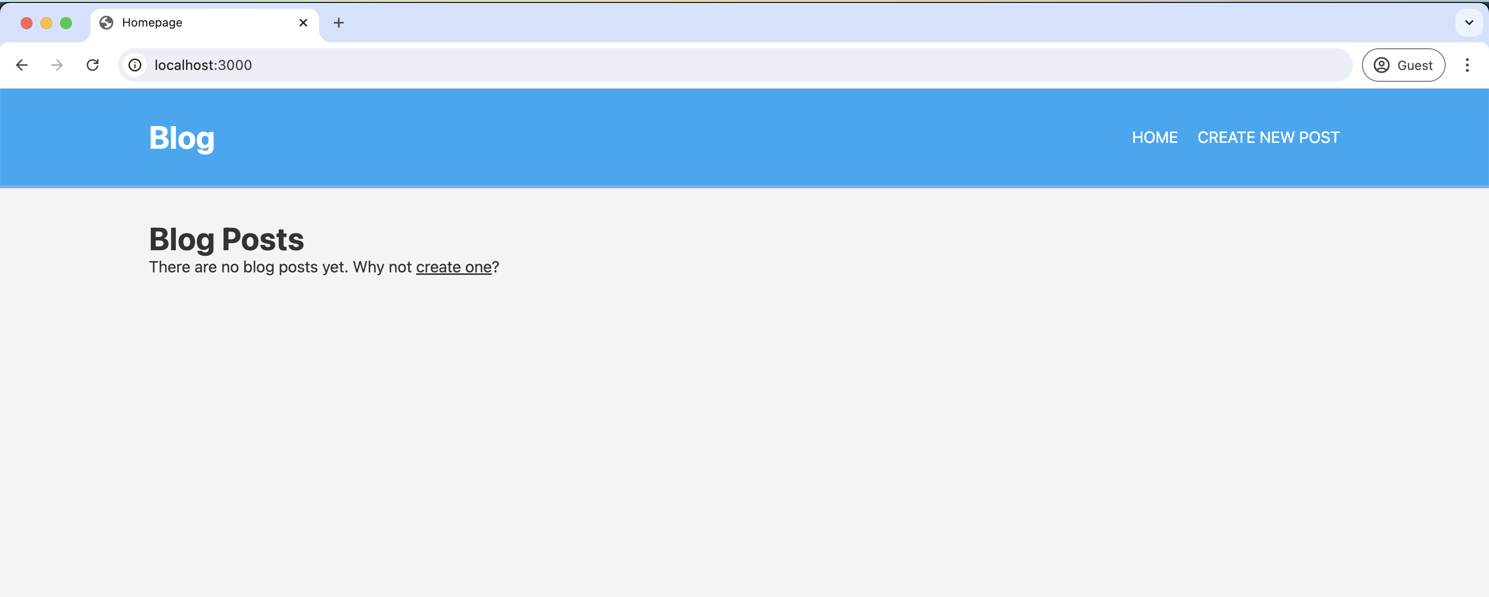 Screenshot of the homepage showing the post deleted