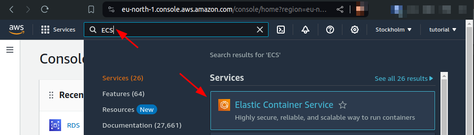 find ECS service
