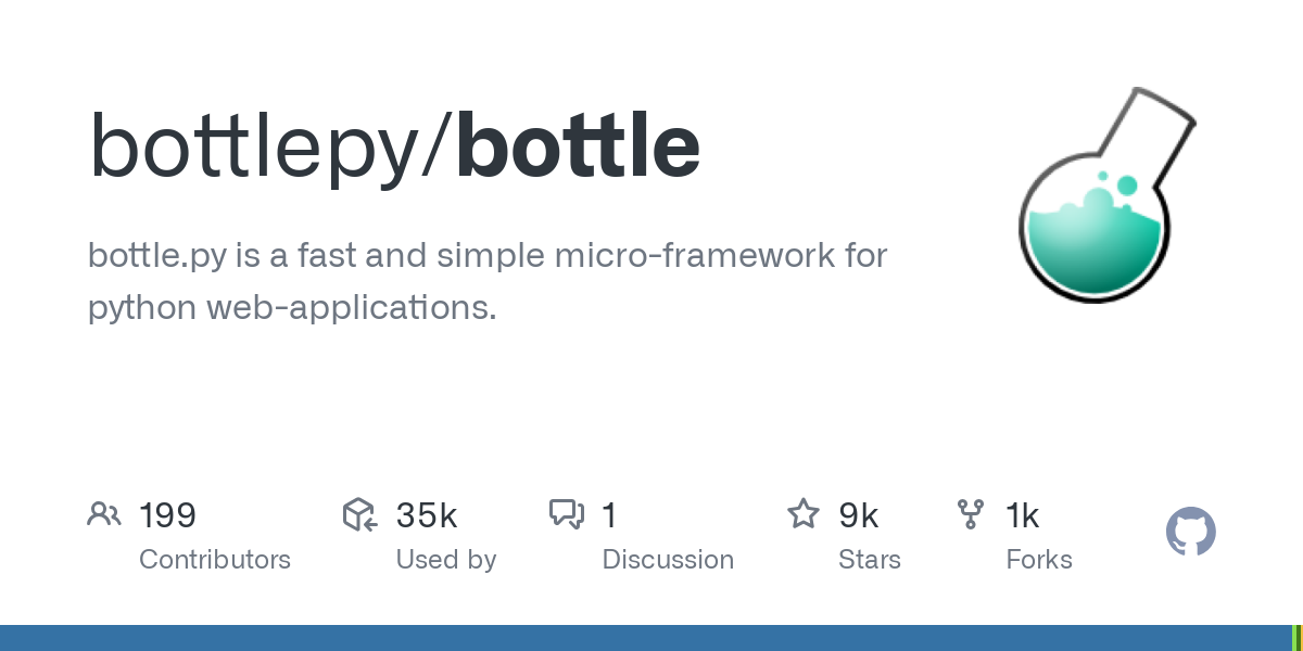 Screenshot of Bottle Github page