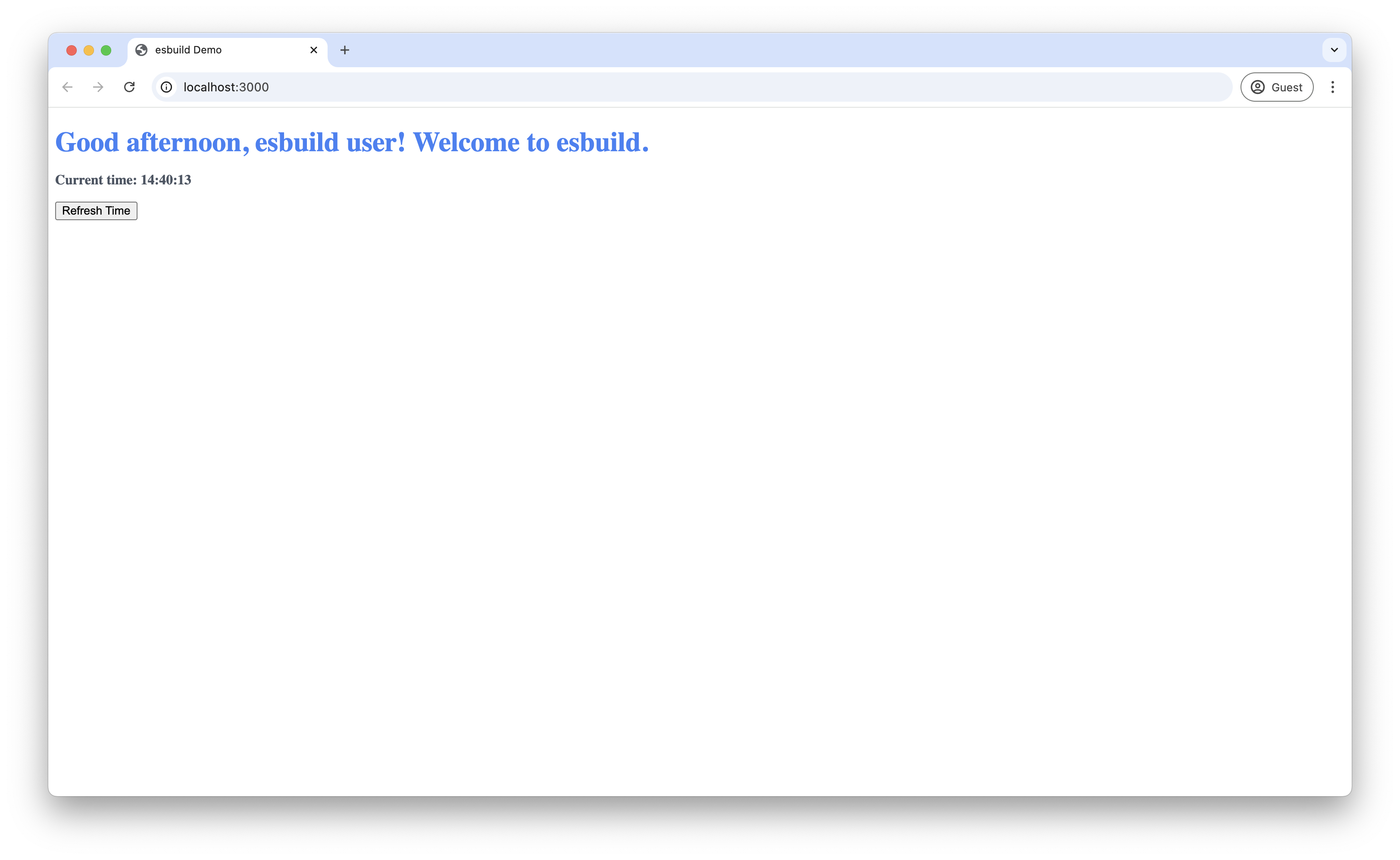 Screenshot showing the updated ESM-based UI with a refresh time button