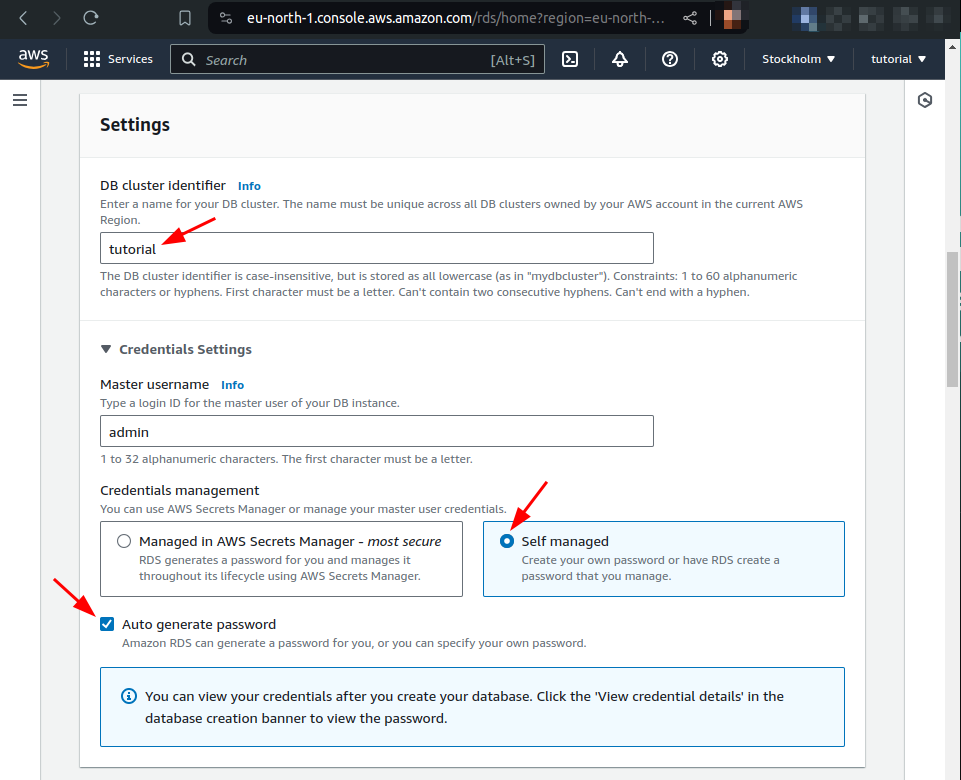 modify database settings