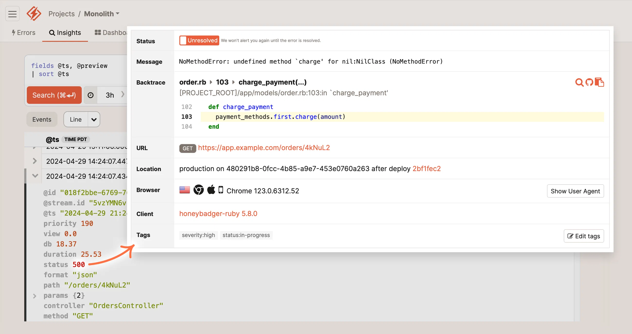 Honeybadger UI Screenshot