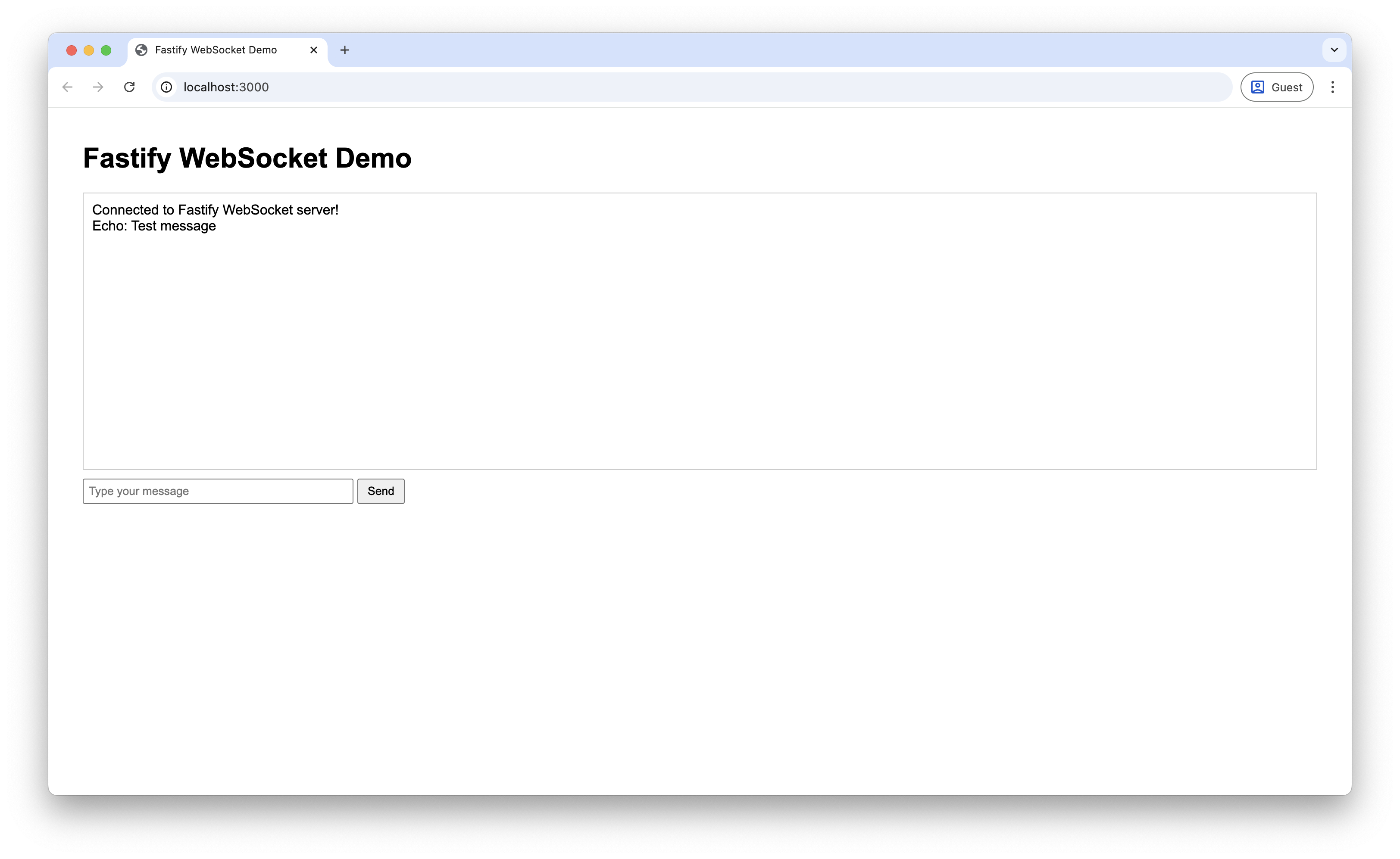 Screenshot of echoed message appearing in the interface