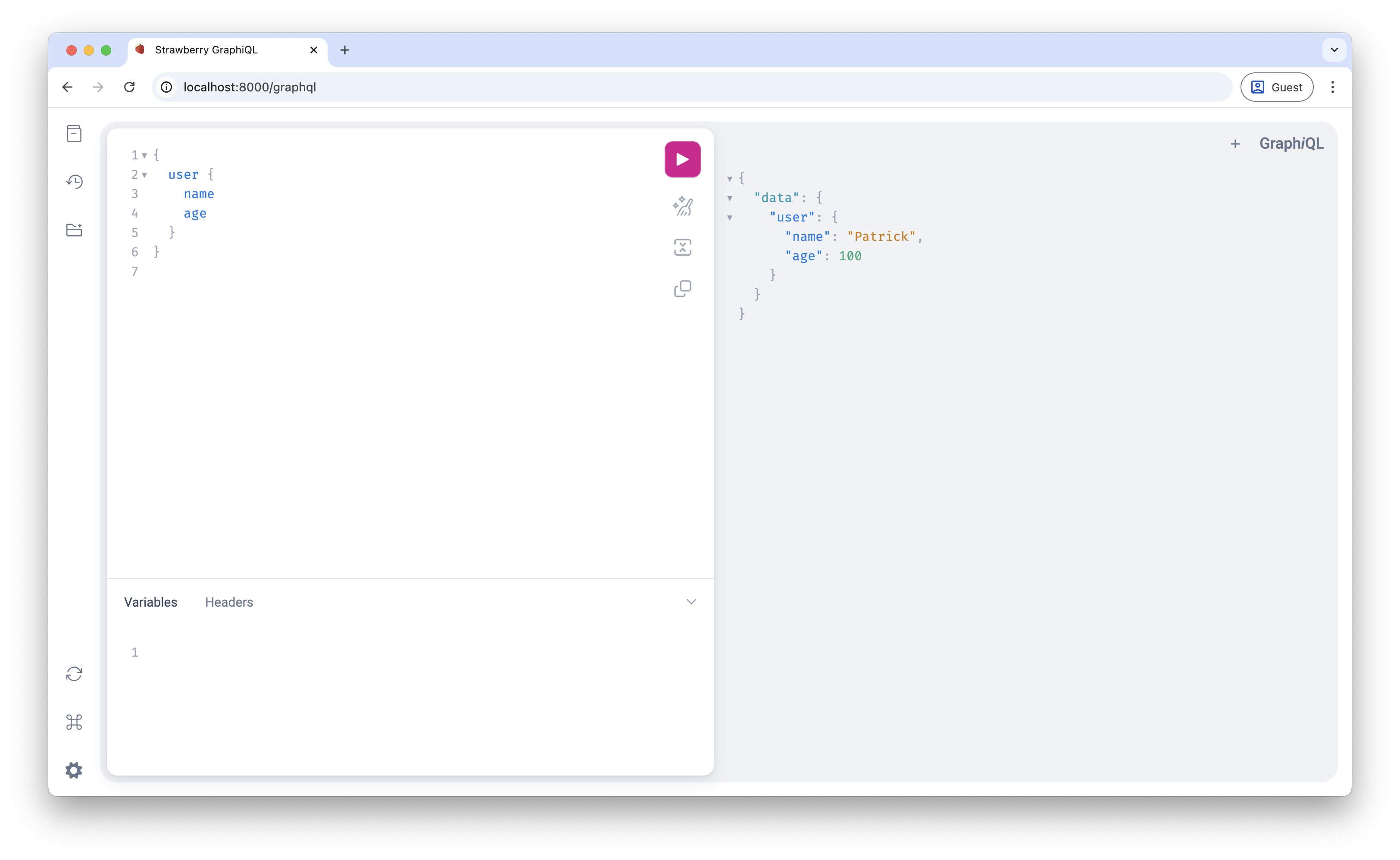 Screenshot of the GraphiQL interface with responses